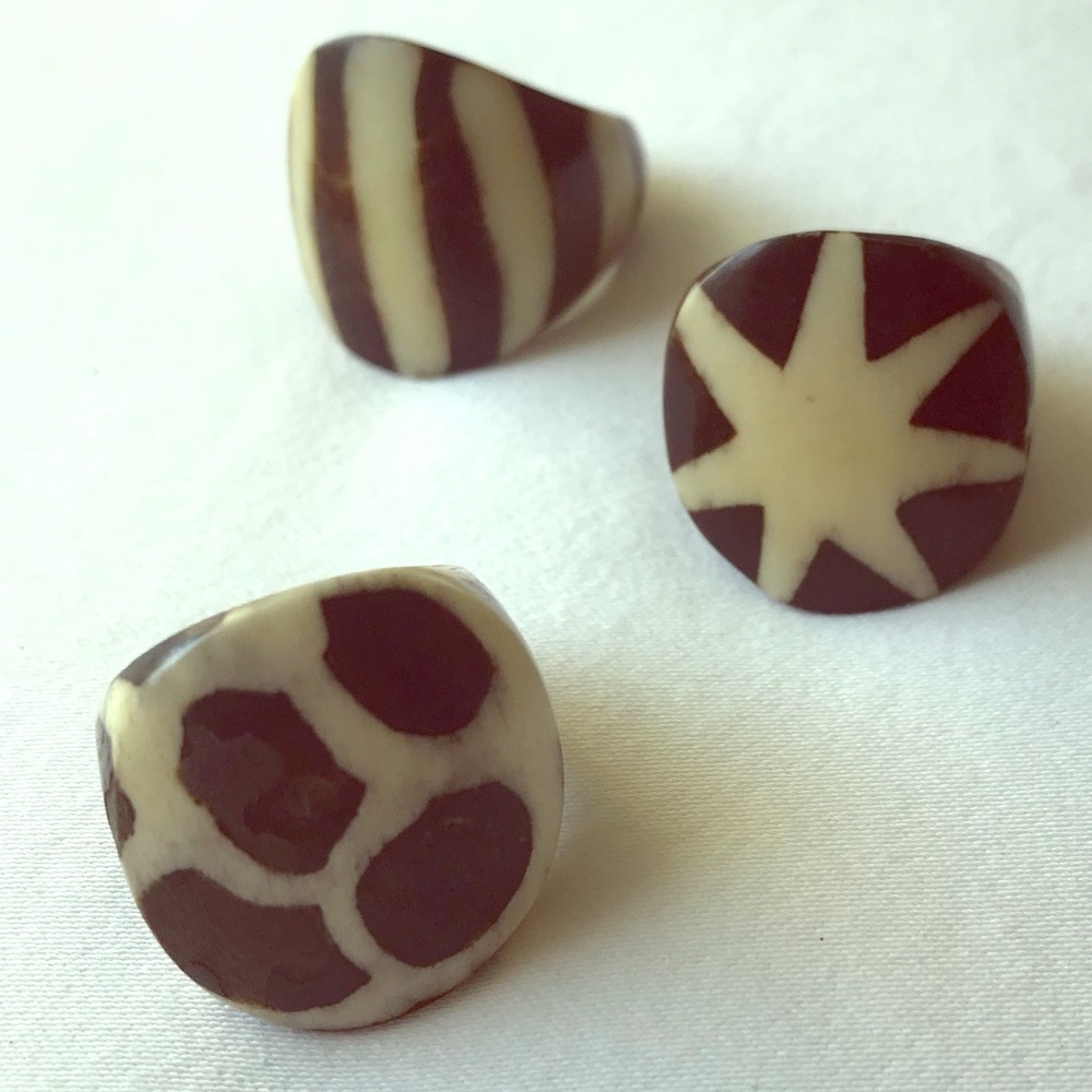 Three coconut rings about size 7 to 8